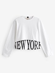 Ecru White Long Sleeve Heavyweight Shorter Length T-Shirt - Image 5 of 6