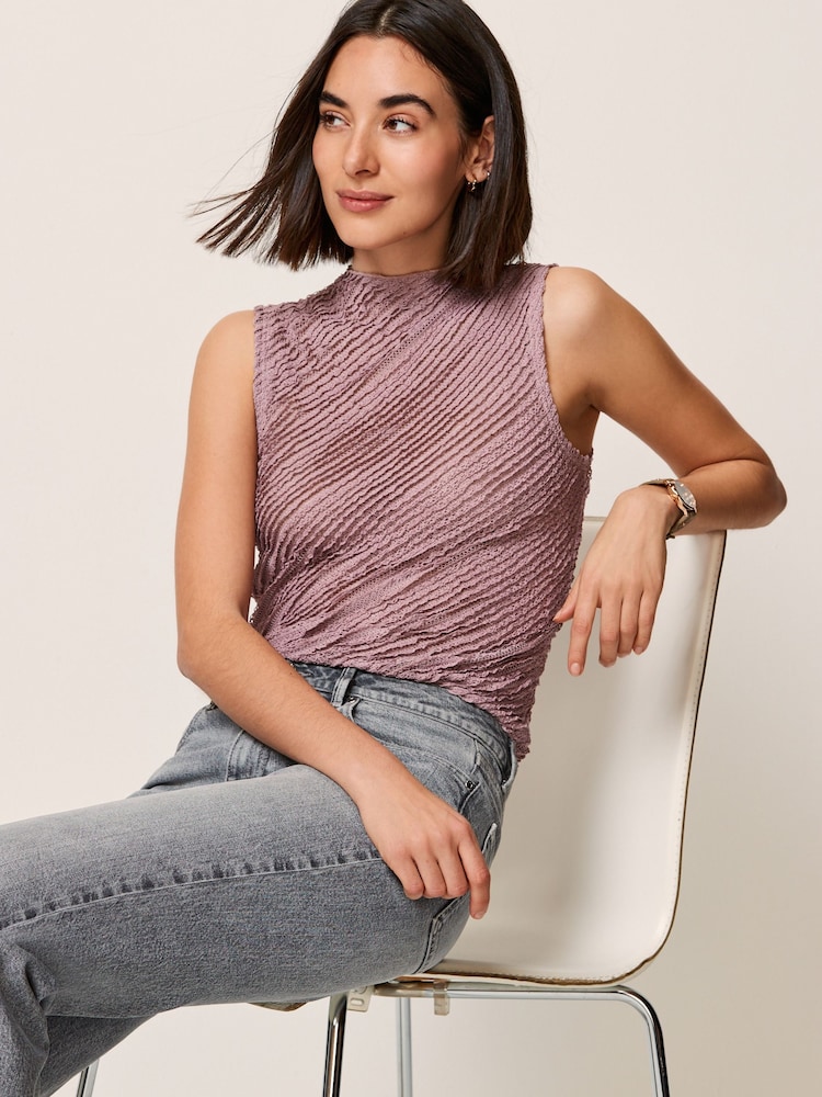 Flieder-Violett - Ärmelloses, strukturiertes Tanktop - Bild 1 von 6