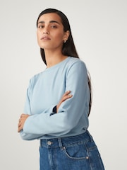 Navy Blue Long Sleeve Heavyweight Shorter Length T-Shirt - Image 1 of 6