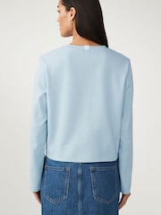 Navy Blue Long Sleeve Heavyweight Shorter Length T-Shirt - Image 2 of 6