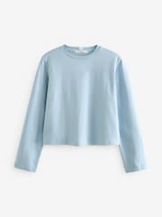 Navy Blue Long Sleeve Heavyweight Shorter Length T-Shirt - Image 5 of 6