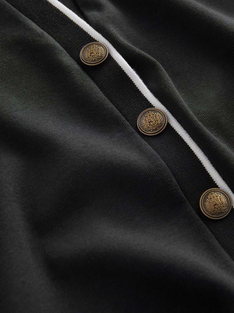 Black with White Tipping Short Sleeve Cardigan - Image 6 of 6 Black with White Tipping Short Sleeve Cardigan - Image 6 of 6