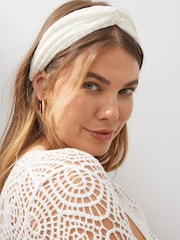 Cream Textured Knot Front Headband - Image 1 of 2