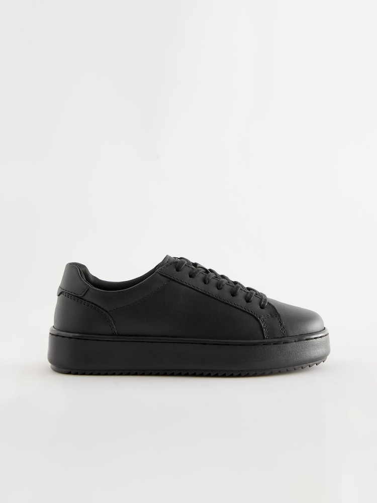 Black School Leather Lace Up Shoes - Image 2 of 5
