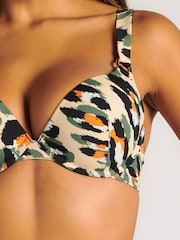 Boux Avenue Green Sardinia Leopard Print Double Boost Push Up Bikini Top - Image 3 of 3
