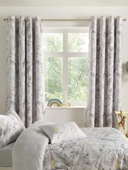 Little Knightley Grey Peru Lined 167x182cm Eyelet Curtains - Image 1 of 2