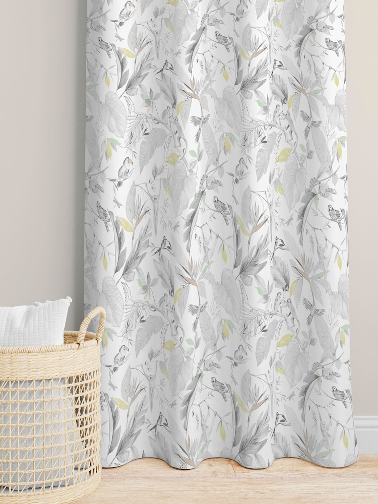 Little Knightley Grey Peru Lined 167x182cm Eyelet Curtains - Image 2 of 2