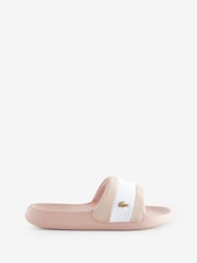Lacoste Pink Logo Stripe Sliders - Image 1 of 5