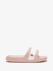 Lacoste Pink Logo Stripe Sliders - Image 2 of 5