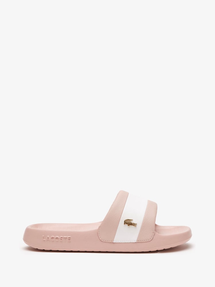Lacoste Pink Logo Stripe Sliders - Image 2 of 5