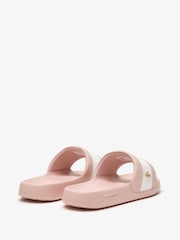 Lacoste Pink Logo Stripe Sliders - Image 4 of 5