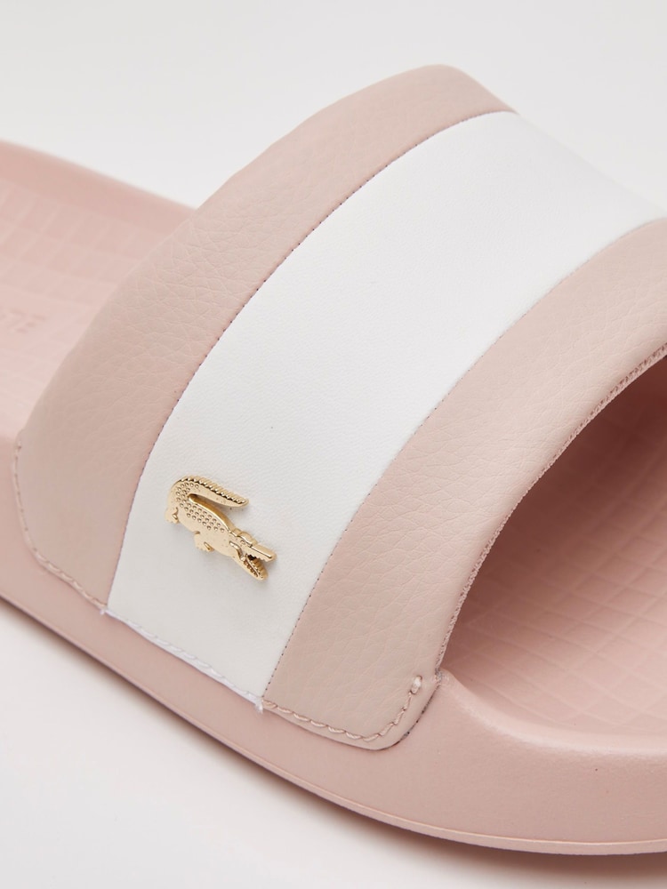 Lacoste Pink Logo Stripe Sliders - Image 5 of 5