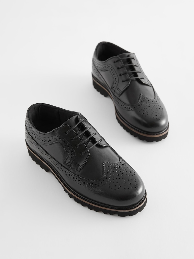 Black Chunky Leather Brogue - Image 1 of 5