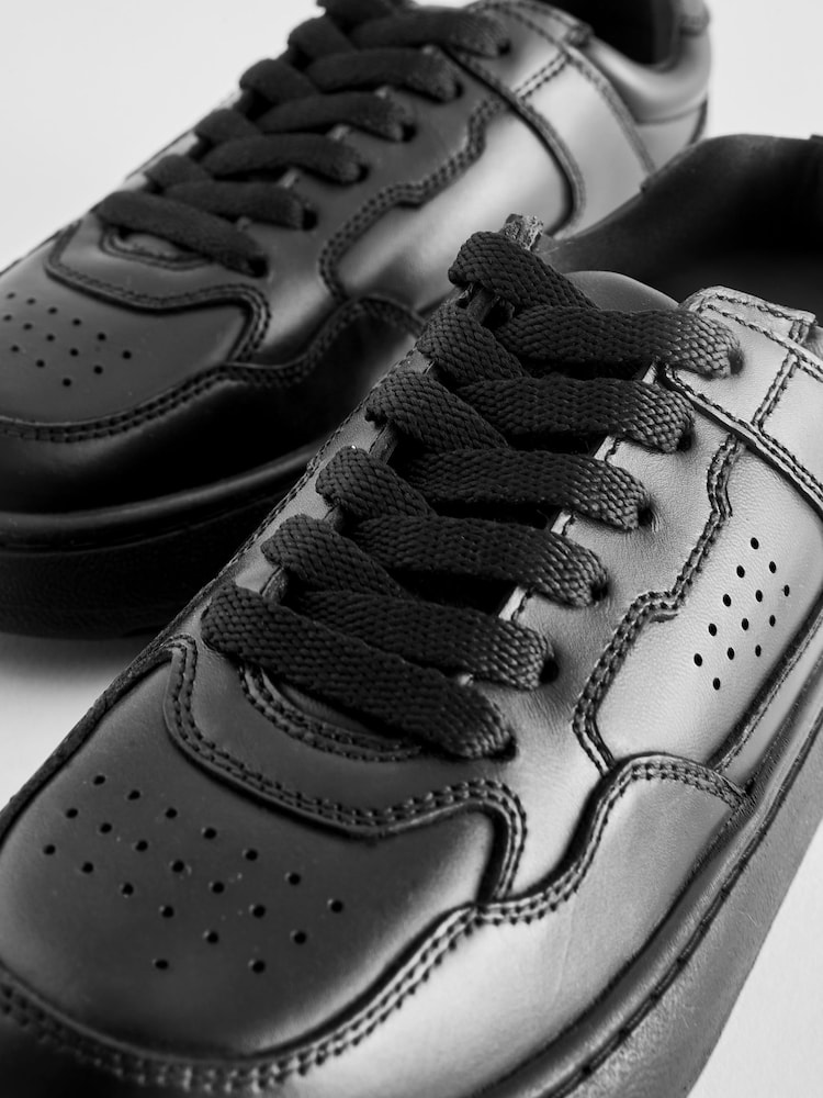 Black Standard Fit (F) School Leather Lace Up Shoes - Image 6 of 6
