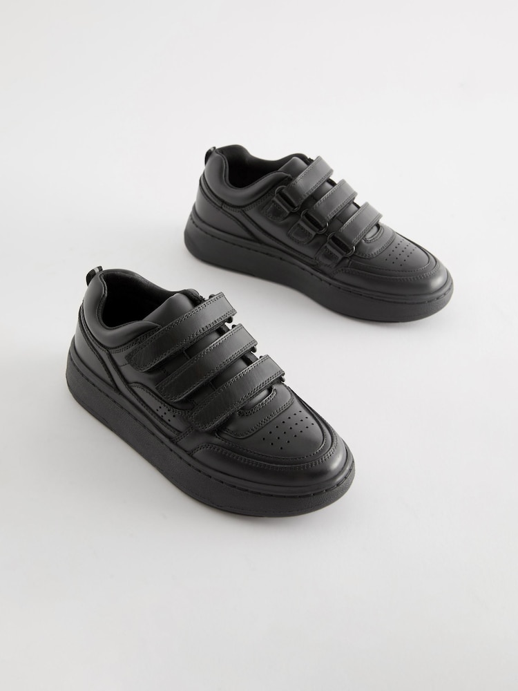 Noir - Chaussures Standard Fit (F) School en cuir à fermeture tactile - Image 1 de 7