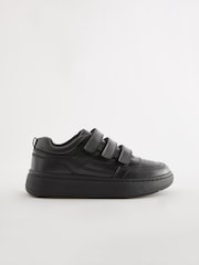 Noir - Chaussures Standard Fit (F) School en cuir à fermeture tactile - Image 2 de 7