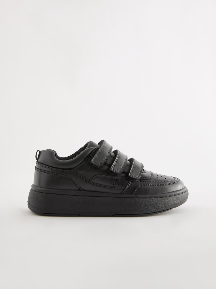 Noir - Chaussures Standard Fit (F) School en cuir à fermeture tactile - Image 2 de 7