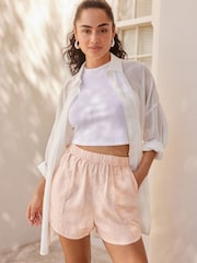 Neutral Linen Blend Easy Pull-On Shorts - Image 2 of 4