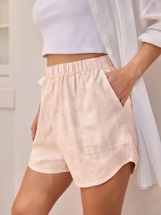Neutral Linen Blend Easy Pull-On Shorts - Image 4 of 4