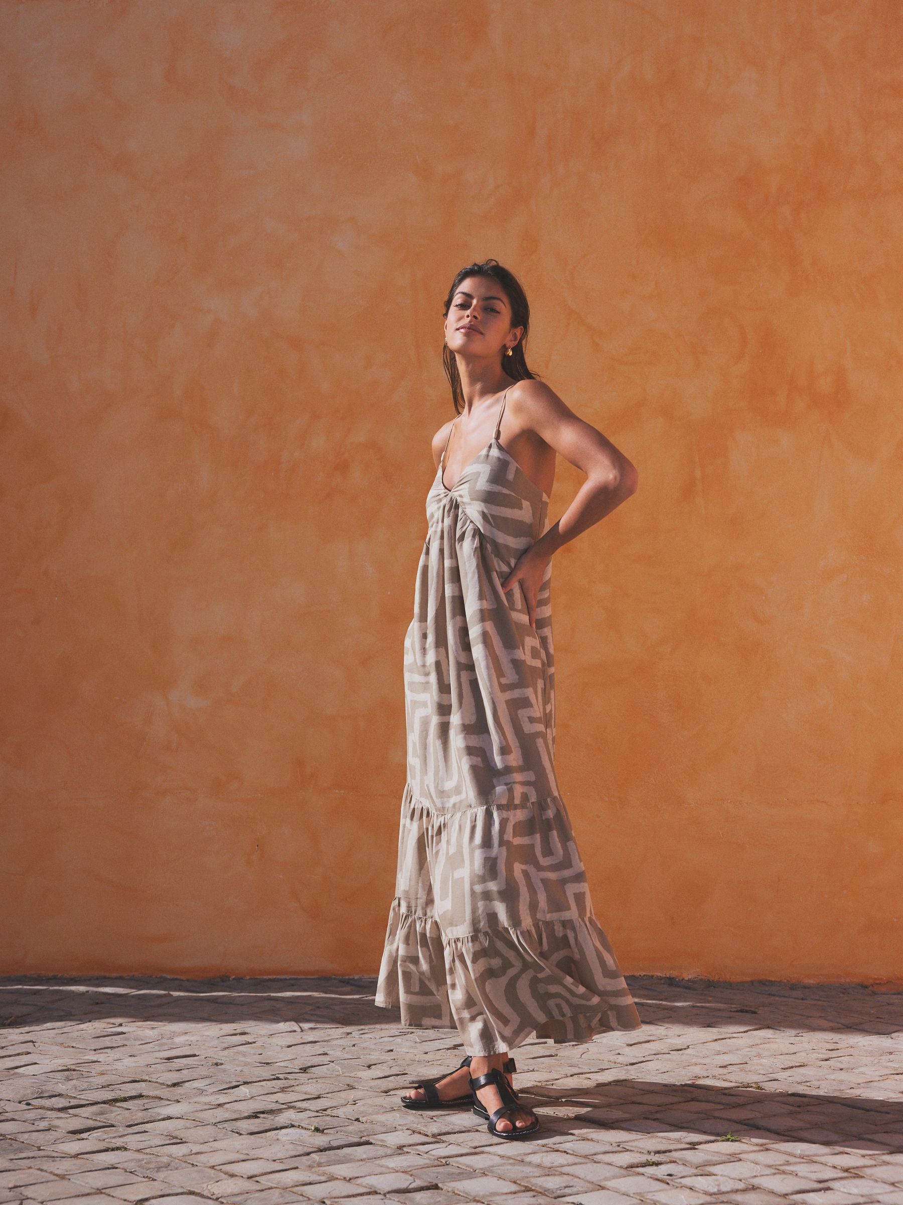 Buy Green Abstract Tiered Maxi Summer Dress from Next Luxembourg