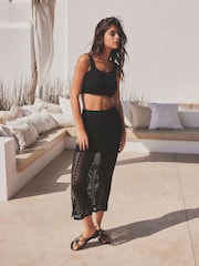 Black Knitted Co-ord Midi Skirt - Image 2 of 8