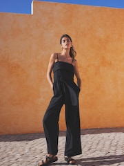 Black Belted Jumpsuit Contains Linen - Image 1 of 6