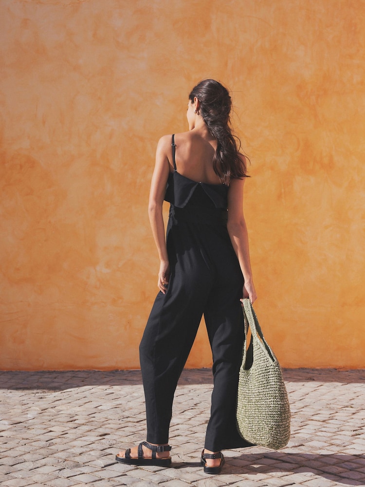 Black Belted Jumpsuit Contains Linen - Image 2 of 6