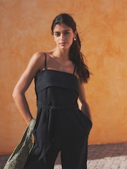 Black Belted Jumpsuit Contains Linen - Image 3 of 6