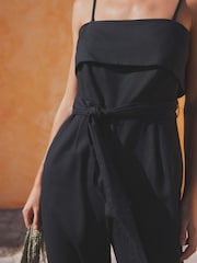 Black Belted Jumpsuit Contains Linen - Image 4 of 6