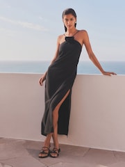 Black Corsage Halter Dress - Image 1 of 8
