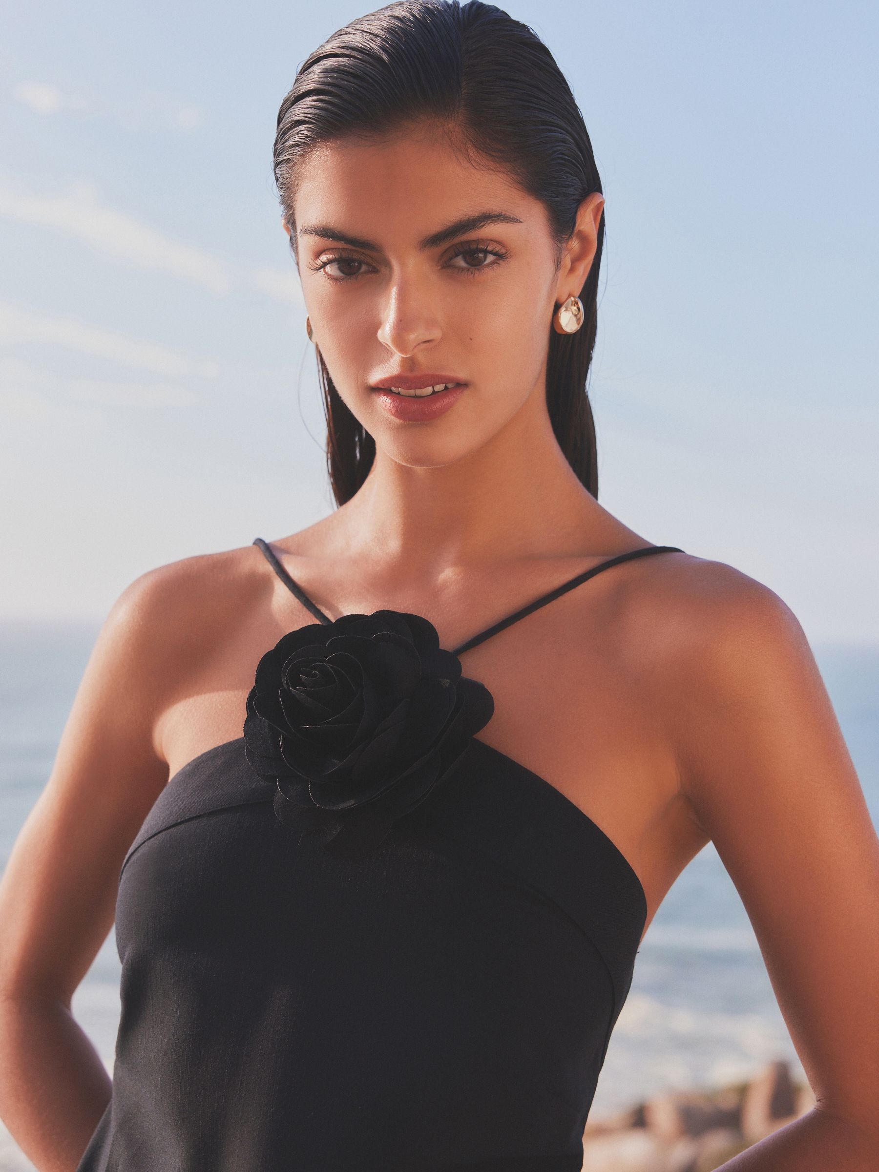 Corsage halter dress top