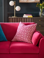 Fuchsia Pink 50 x 50cm Geometric Flock Large Oblong Cushion - Image 1 of 5