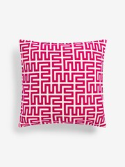 Fuchsia Pink 50 x 50cm Geometric Flock Large Oblong Cushion - Image 2 of 5