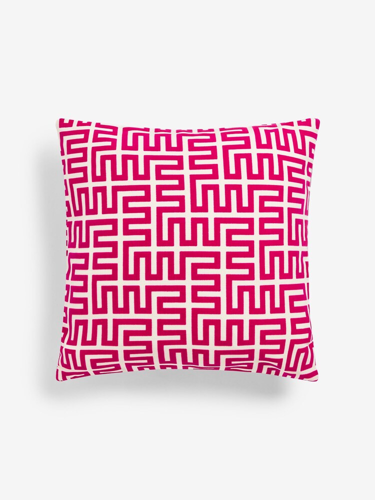 Fuchsia Pink 50 x 50cm Geometric Flock Large Oblong Cushion - Image 2 of 5