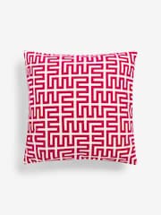 Fuchsia Pink 50 x 50cm Geometric Flock Large Oblong Cushion - Image 3 of 5
