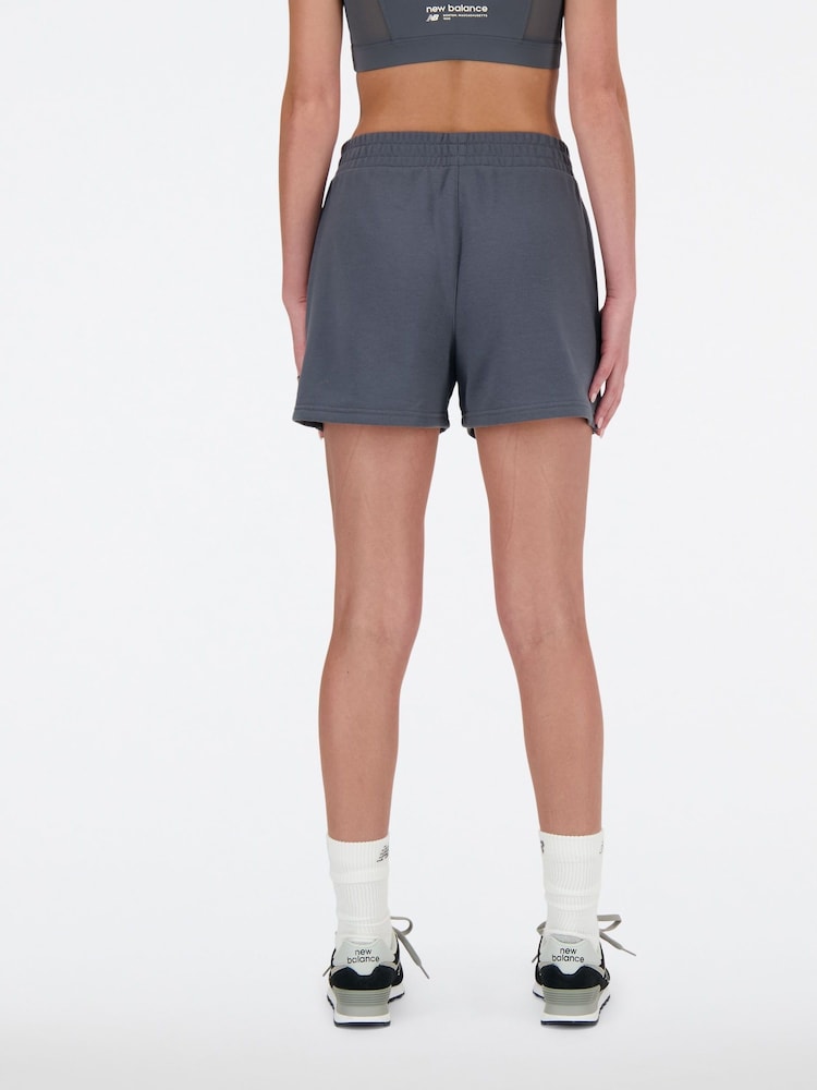 New Balance Grey Linear Heritage French Terry Shorts - Image 2 of 6 New Balance Grey Linear Heritage French Terry Shorts - Image 2 of 6