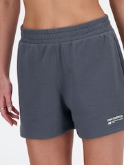 New Balance Grey Linear Heritage French Terry Shorts - Image 4 of 6