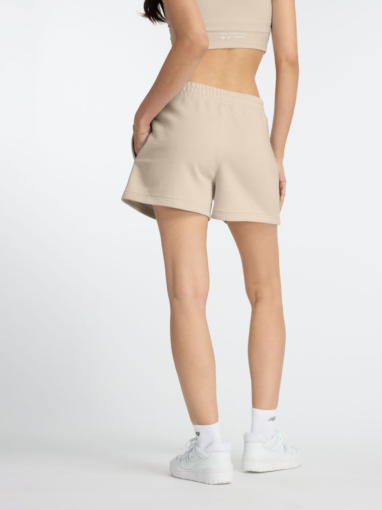 New Balance Brown Linear Heritage French Terry Shorts - Image 2 of 7