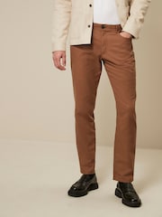 Tan Brown 5 Pocket Smart Textured Chino Trousers - Image 1 of 9