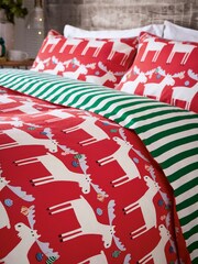 Scion Red Marty Moose 100% Cotton Duvet Cover and Pillowcase Set - Image 4 of 5