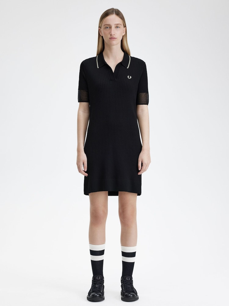 Buy Fred Perry Sheere Trim Knitted Shirt Black Dress from Next Belgium