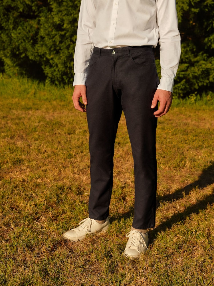 Navy 5 Pocket Smart Textured Chino Trousers - Image 1 of 9
