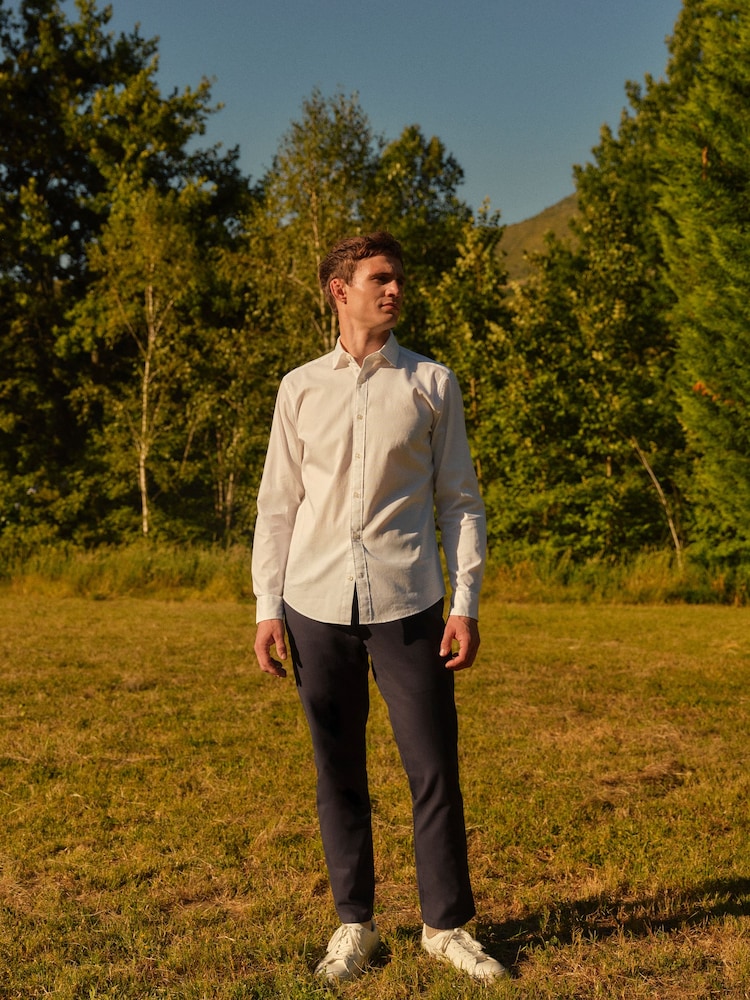 Navy 5 Pocket Smart Textured Chino Trousers - Image 2 of 9