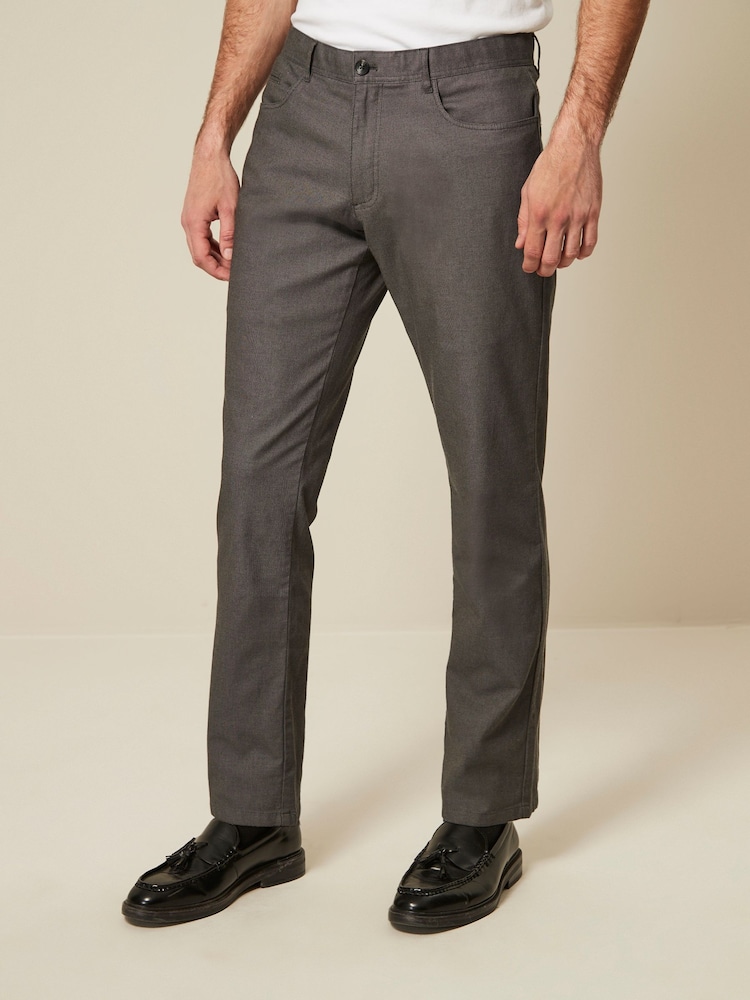Charcoal Grey 5 Pocket Smart Textured Chino Trousers - Image 1 of 8