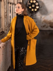 Celtic & Co. Gold Boucle Wool Knee Length Coat - Image 3 of 6
