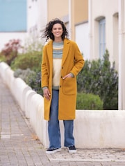 Celtic & Co. Gold Boucle Wool Knee Length Coat - Image 4 of 6