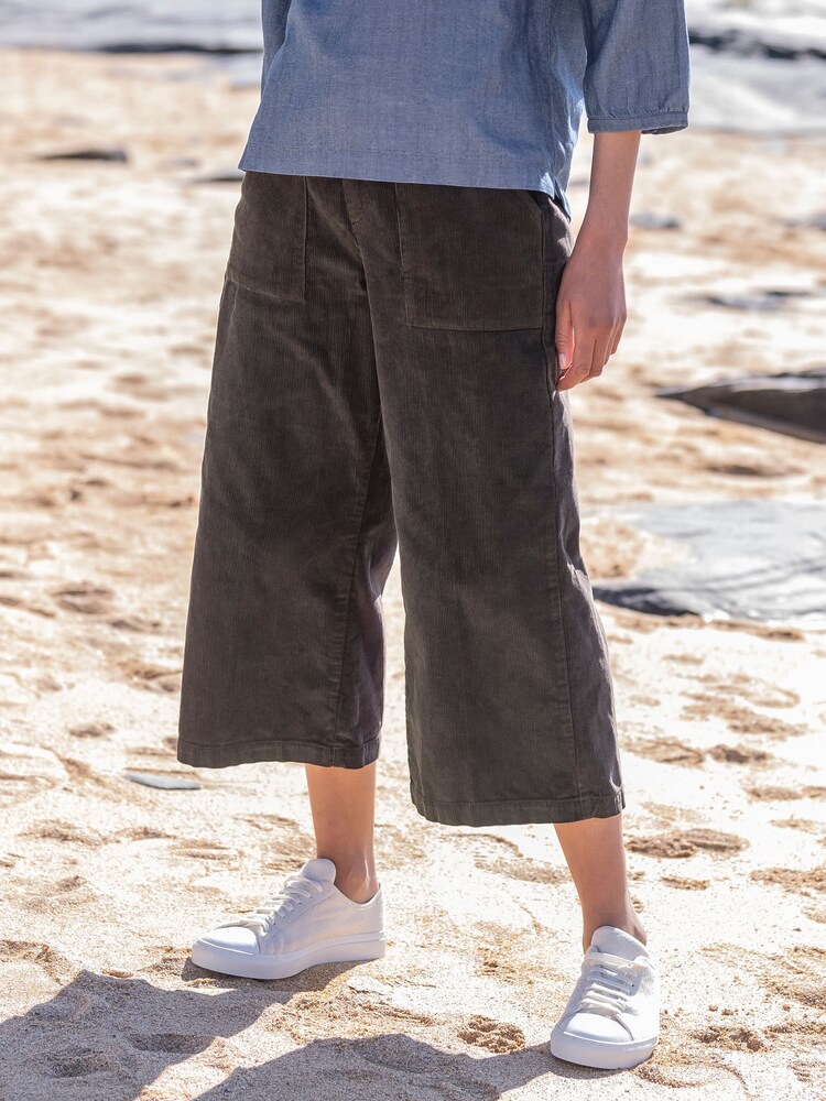 Celtic & Co. Organic Cotton Corduroy Wide Leg Crop Brown Trousers - Image 1 of 4