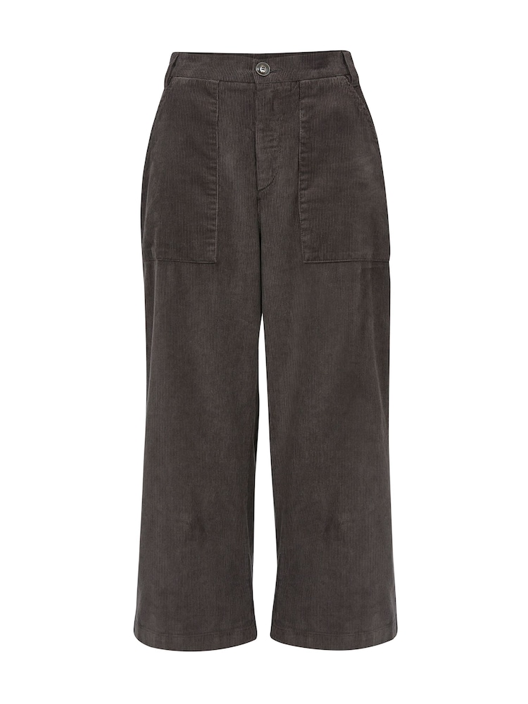 Celtic & Co. Organic Cotton Corduroy Wide Leg Crop Brown Trousers - Image 2 of 4