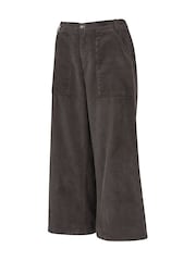 Celtic & Co. Organic Cotton Corduroy Wide Leg Crop Brown Trousers - Image 3 of 4