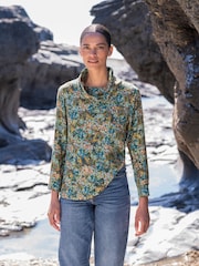 Celtic & Co. Blue Printed Cowl Neck Top - Image 2 of 6